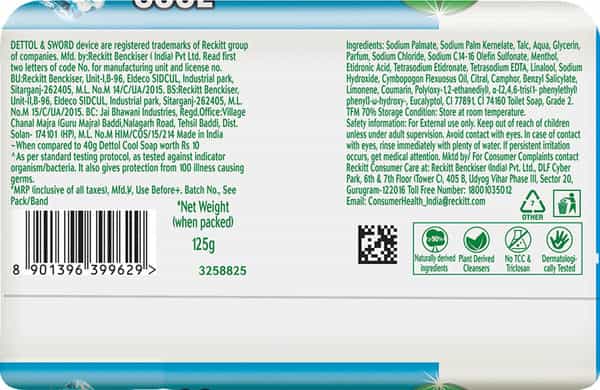 Dettol Intense Cool Bathing Soap Bar With Menthol (Buy 3 Get 1 Free - 75G Each)