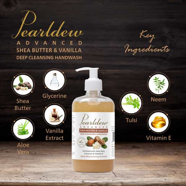 Pearldew Shea Butter & Vanilla Hand Wash 500 Ml | Neem & Tulsi (Pack Of 4)