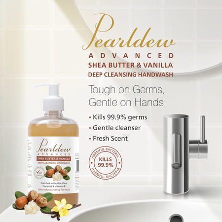 Pearldew Shea Butter & Vanilla Hand Wash 500 Ml | Neem & Tulsi (Pack Of 4)