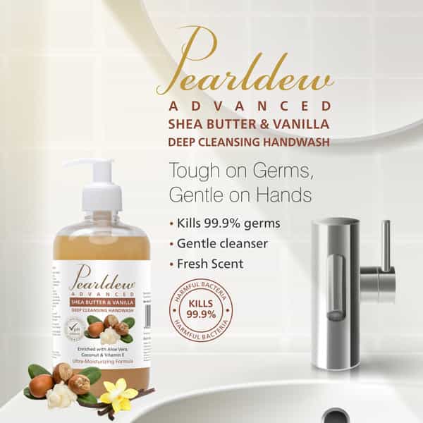 Pearldew Shea Butter & Vanilla Hand Wash 500 Ml | Neem & Tulsi (Pack Of 4)