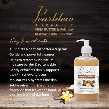 Pearldew Shea Butter & Vanilla Hand Wash 500 Ml | Neem & Tulsi (Pack Of 4)