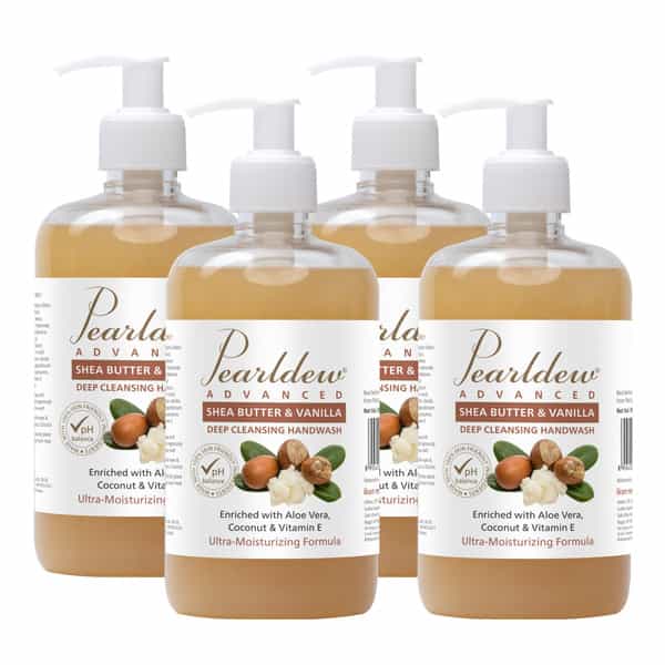 Pearldew Shea Butter & Vanilla Hand Wash 500 Ml | Neem & Tulsi (Pack Of 4)