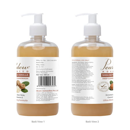 Pearldew Shea Butter & Vanilla Hand Wash 500 Ml | Neem & Tulsi (Pack Of 4)