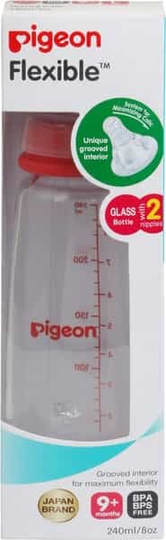 Pigeon Glass Feeding Bottle 240Ml Red With Add Nipple L
