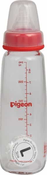 Pigeon Glass Feeding Bottle 240Ml Red With Add Nipple L