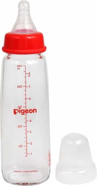 Pigeon Glass Feeding Bottle 240Ml Red With Add Nipple L