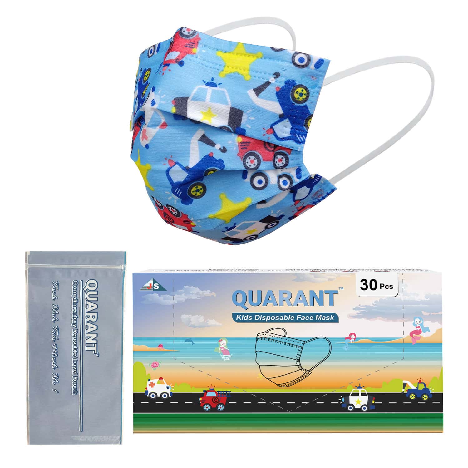 Quarant Kids 3 Ply Designer Surgical Face Mask For Boys & Girls Aged 5 To 12 Years - Pack Of 30