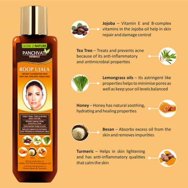 Panchvati Herbals Roop Ujala Instant Illuminating Pack For Instant Shine And Glow - 100 Ml
