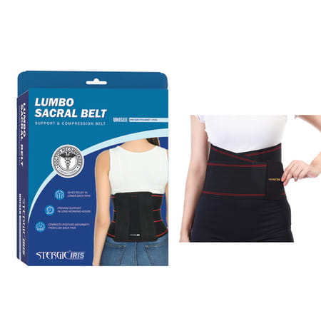 Stergic Iris Lumbo Sarcal Belt Waist & Lower Back Support Belt Back Sprains Medium Size