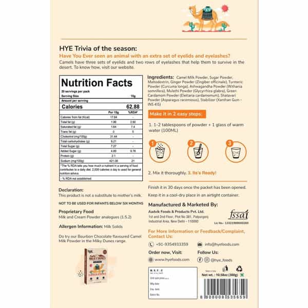 Hye Foods Milky Dunes - With Camel Milk Powder - Turmeric - 300G