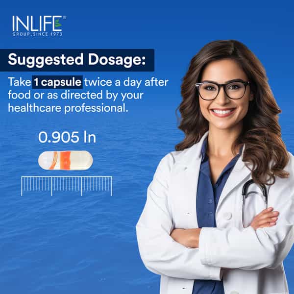 Inlife Fish Oil Double Strength Omega3 Epa 360Mg Dha 240Mg Men Women 1000Mg-60Liquid Filled Capsule