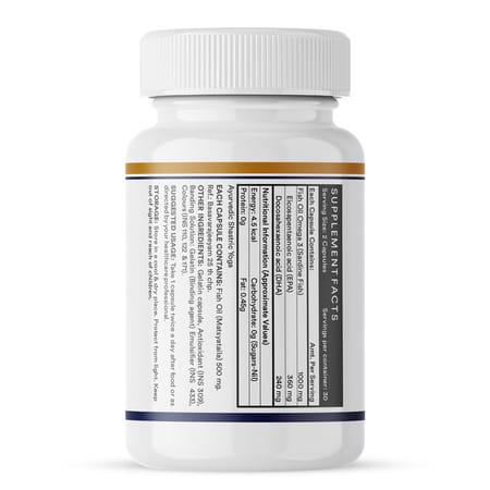 Inlife Fish Oil Double Strength Omega3 Epa 360mg Dha 240mg Men Women 1000mg-60liquid Filled Capsule