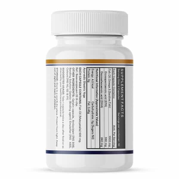 Inlife Fish Oil Double Strength Omega3 Epa 360Mg Dha 240Mg Men Women 1000Mg-60Liquid Filled Capsule