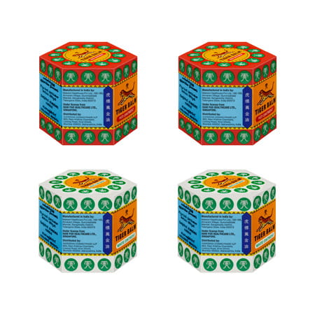 Tiger Balm Red & White Pain Relief Ointment Combo | 21ml (Pack Of 4) 2 Red & 2 White