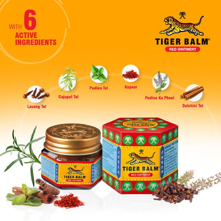 Tiger Balm Red & White Pain Relief Ointment Combo | 21ml (Pack Of 4) 2 Red & 2 White