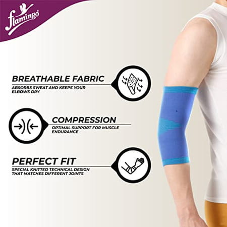 Flamingo Premium Elbow Support For A Workout | Color-Blue | Size-M