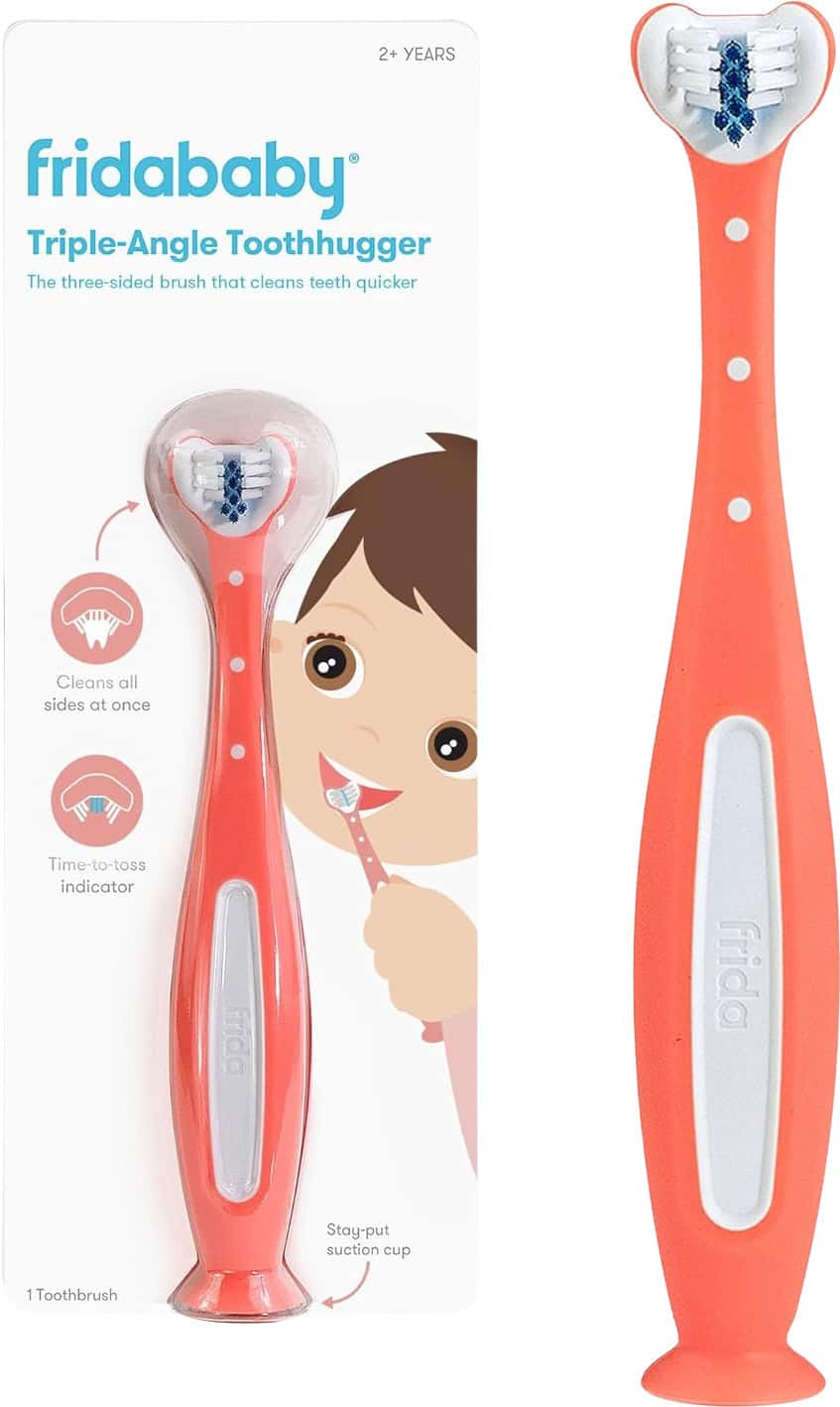 Fridababy Triple-Angle Toothhugger Pink Toothbrush | Kids 2+ Years | Soft Bristles | 1 Count