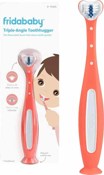 Fridababy Triple-Angle Toothhugger Pink Toothbrush | Kids 2+ Years | Soft Bristles | 1 Count