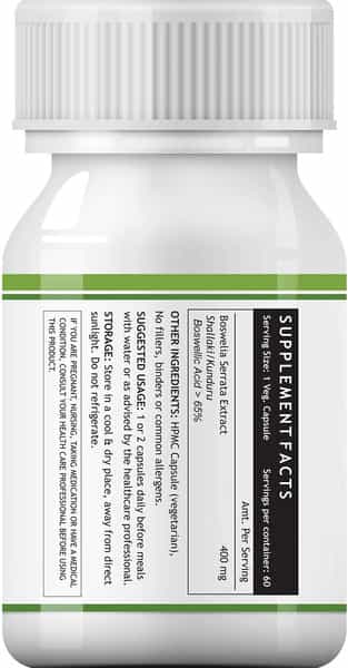 Inlife Boswellia Serrata Extract (Boswellic Acids > 65%) Joint Supplement 400 Mg - 60 Veg Capsules