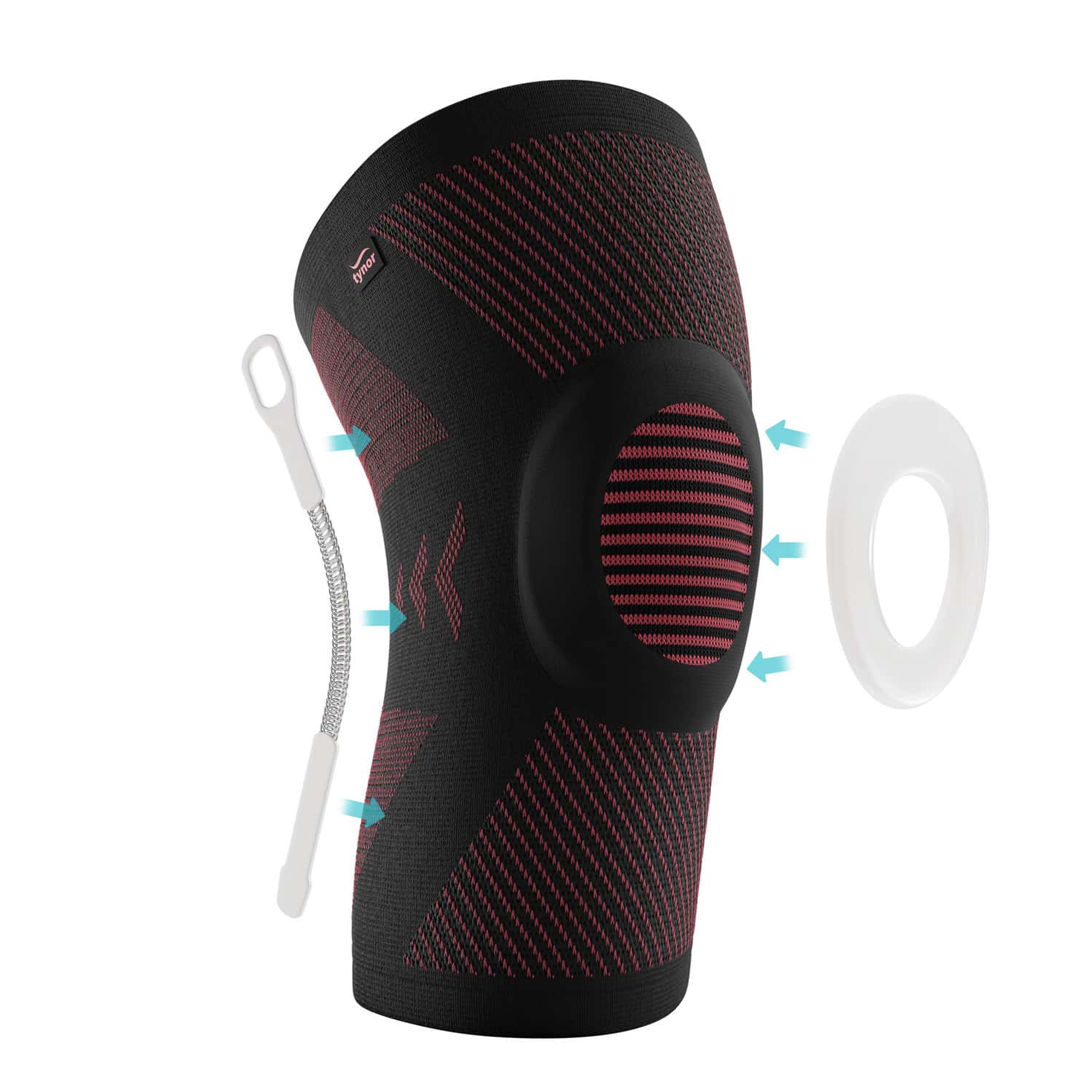 Tynor Knee Cap With Patellar Ring | Black & Pink | Medium | 1 Unit
