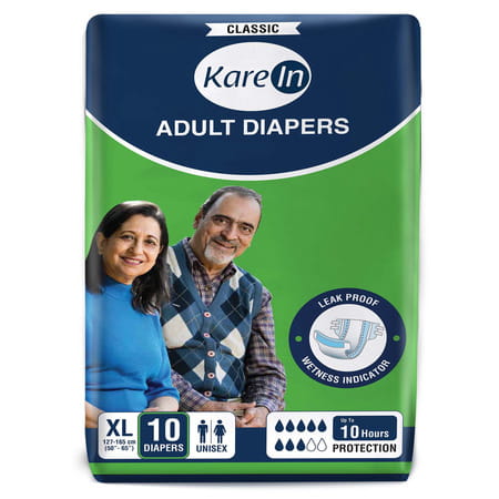 Kare In Classic Adult Diapers Extra Large Waist Size 127-165 Cm(50"-65") Tape Style 10 Count