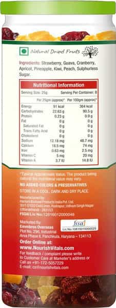 Nourishvitals Mixed Dried Fruits (Dehydrated Fruits) - 200Gm