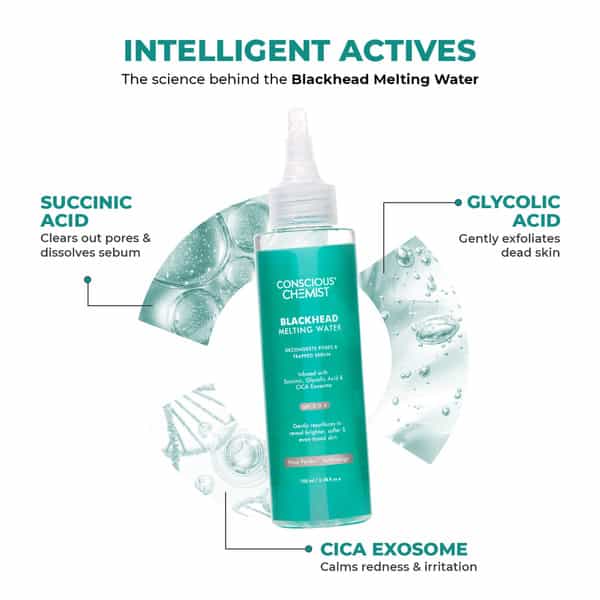 Conscious Chemist Blackhead Melting Water | 130Ml Pore Toner With Glycolic & Succinic Acid