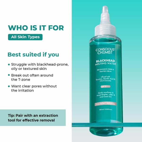 Conscious Chemist Blackhead Melting Water | 130Ml Pore Toner With Glycolic & Succinic Acid