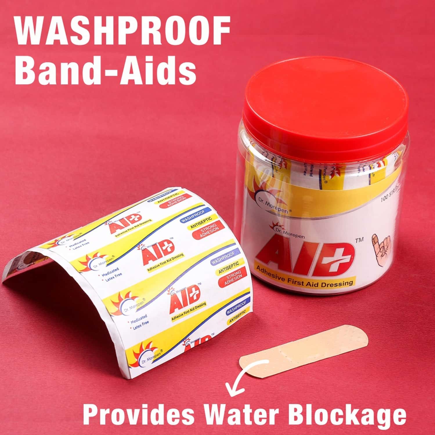 Buy DR. MOREPEN LATEX FREE WATERPROOF BANDAIDS 100 BAND AIDS Online