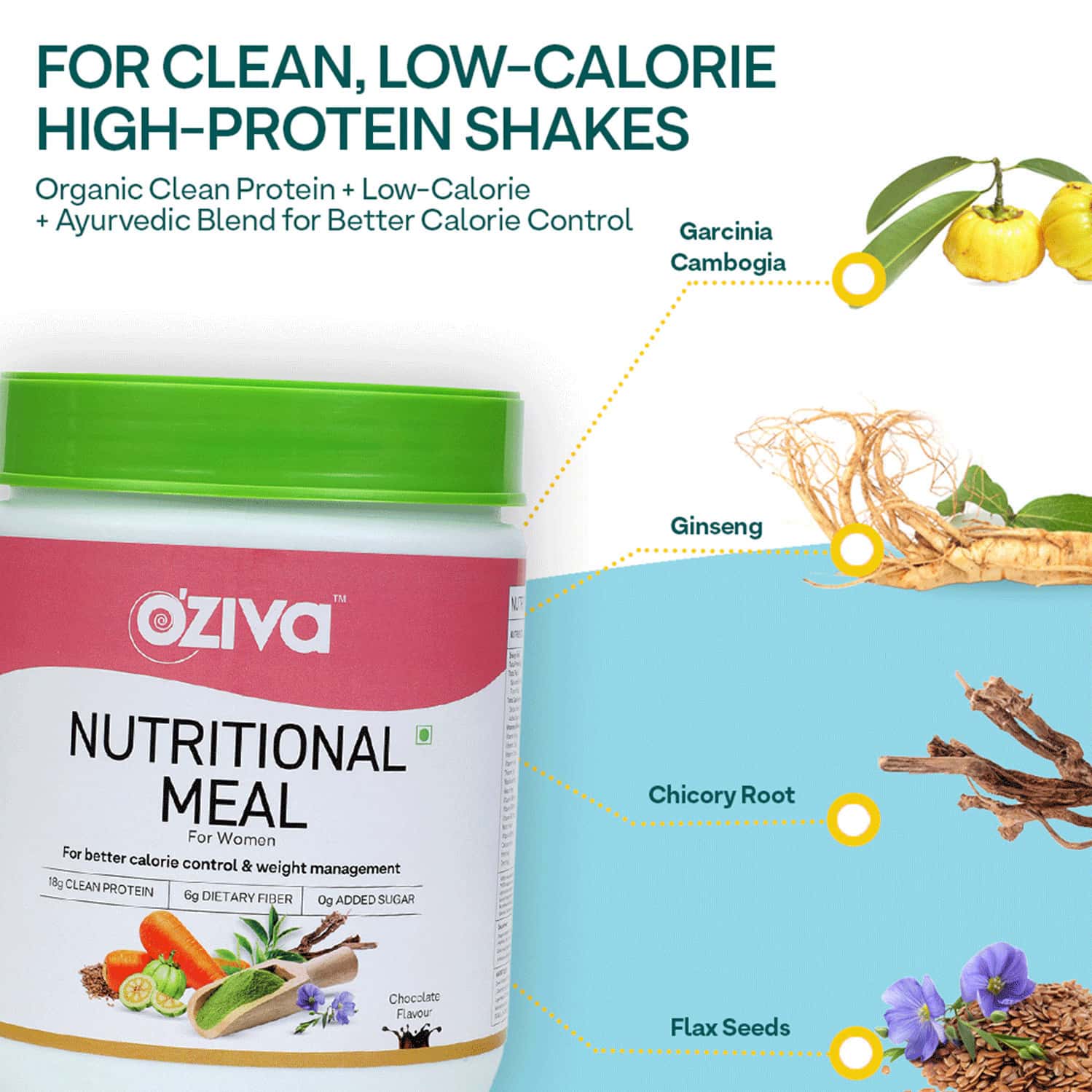 Buy OZIVA NUTRITIONAL MEAL FOR WOMEN CHOCOLATE (500G) CALORIE CONTROL