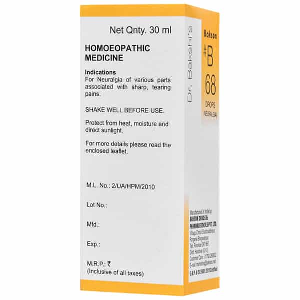 Dr Bakshi's Bakson Homoeopathy B68 Neuralgia Drops 30 Ml