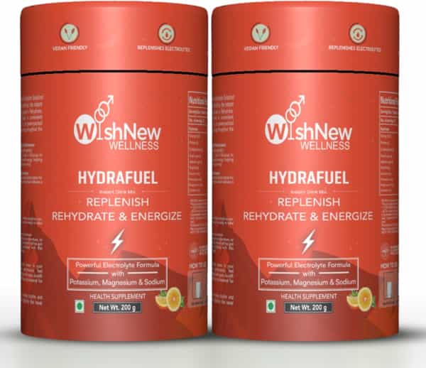 Wishnew Wellness Hydrafuel: Prime Electrolyte Energy Drink Boost Energy Tangy Orange Pack Of 2