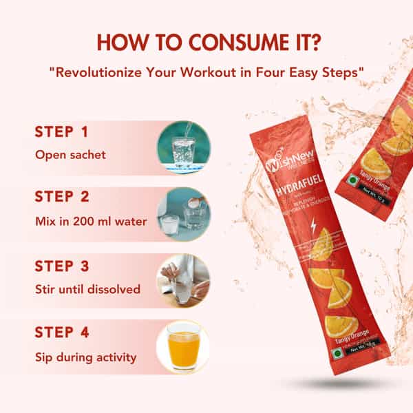 Wishnew Wellness Hydrafuel: Prime Electrolyte Energy Drink Boost Energy Tangy Orange Pack Of 2