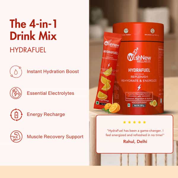 Wishnew Wellness Hydrafuel: Prime Electrolyte Energy Drink Boost Energy Tangy Orange Pack Of 2