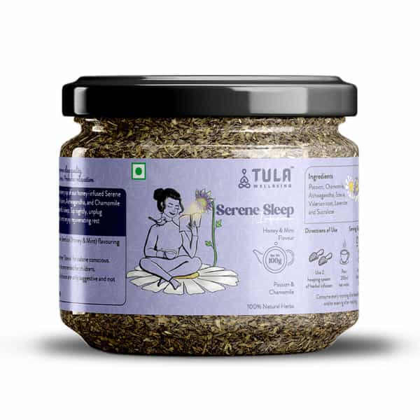 Tula Wellbeing Serene Sleep Infusion Herbal Tea | 100% Natural | Honey & Mint | 100G | 50 Servings