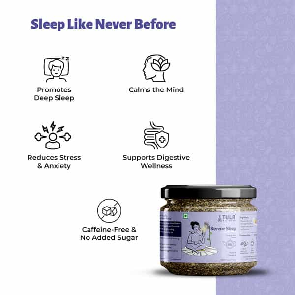 Tula Wellbeing Serene Sleep Infusion Herbal Tea | 100% Natural | Honey & Mint | 100G | 50 Servings