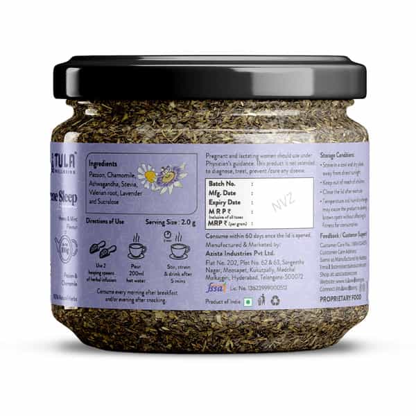 Tula Wellbeing Serene Sleep Infusion Herbal Tea | 100% Natural | Honey & Mint | 100G | 50 Servings
