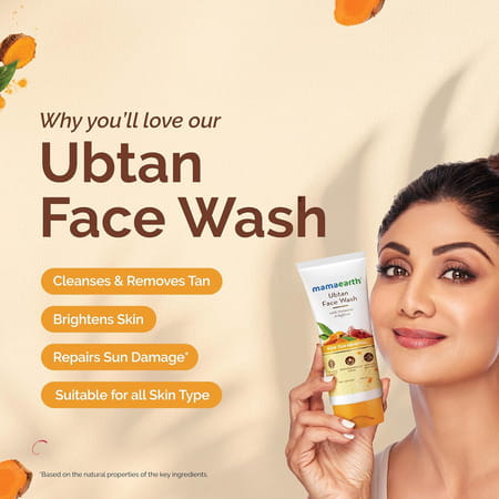 Mamaearth Ubtan Face Wash With Turmeric & Saffron For Tan Removal Tube Of 100ml