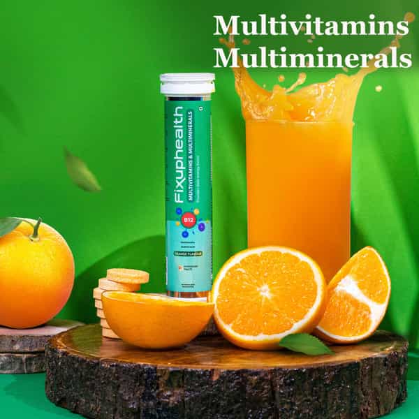 Fixuphealth Multivitamins & Multiminerals Effervescent Tablets Orange Flavour (Pack Of 1) 20 Tablets