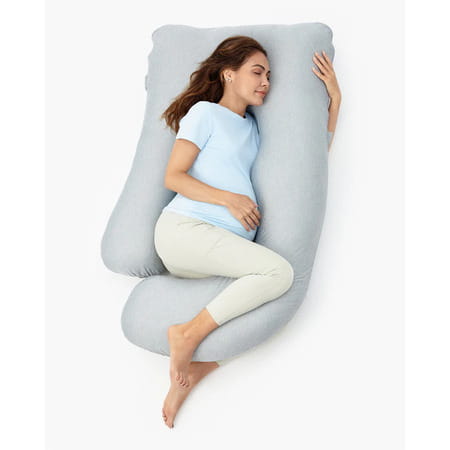 Momcozy Maternity Accessory G Shaped Cooling Fabric Pregnancy Pillow - Grey