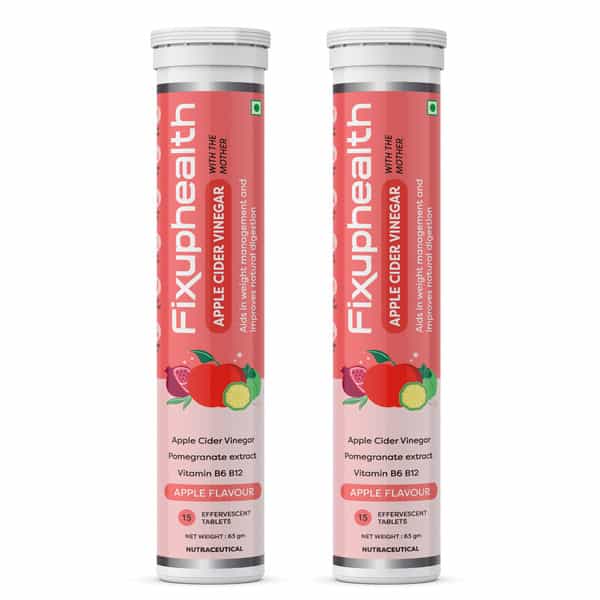 Fixuphealth Apple Cider Vinegar With The Mother Vitamin B6 B12 Effervescent Tablets Pack Of 2