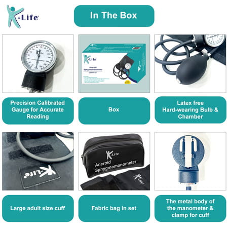 K-Life Aneroid Manual Sphygmomanometer & Pressure Gauge Blood Pressure Machine Bp Monitor (Black)