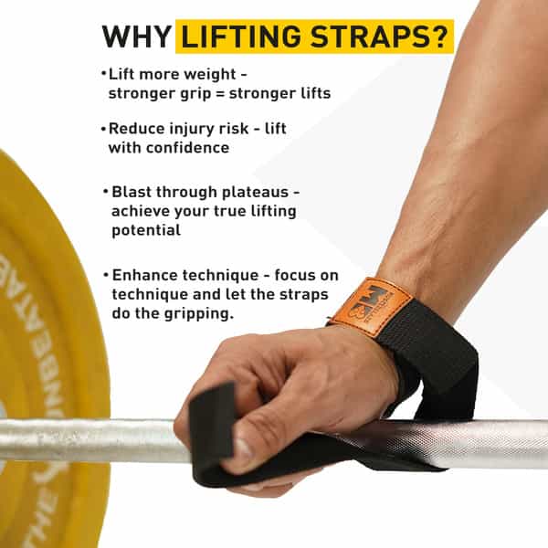 Muscleblaze Weight Lifting Straps | Wrist Supporter For Gym | Deadlift Strap (Black Free Size)