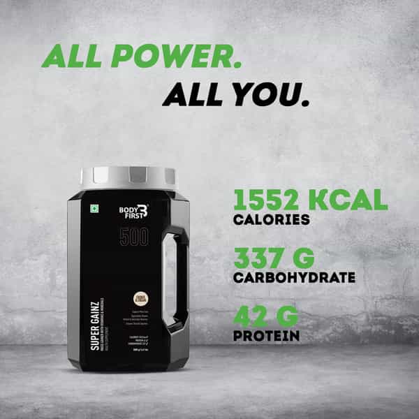 Bodyfirst Super Gainz - Mass Gainer With Minerals & Vitamins | Cookies & Cream | 3 Kg