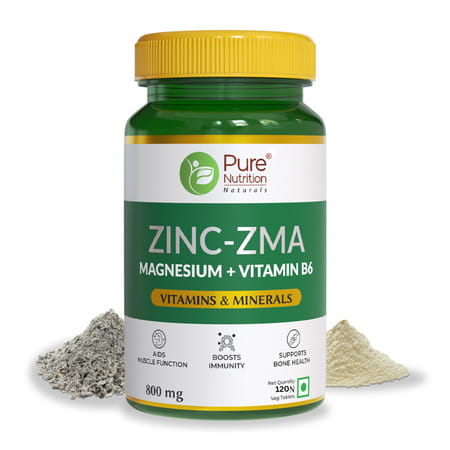Pure Nutrition Zinc Zma 800mg | Zinc Magnesium Aspartate + Vitamin B6 | Men & Women 120 Veg Tablets
