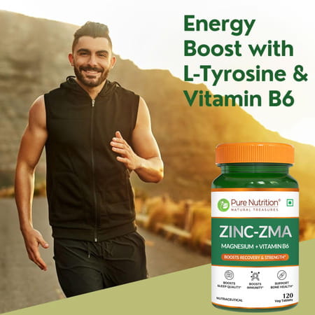Pure Nutrition Zinc Zma 800mg | Zinc Magnesium Aspartate + Vitamin B6 | Men & Women 120 Veg Tablets