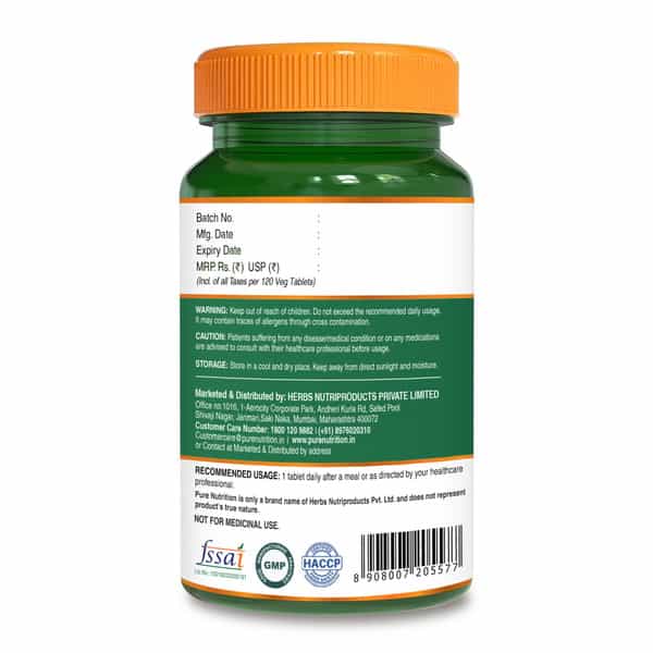 Pure Nutrition Zinc Zma 800Mg | Zinc Magnesium Aspartate + Vitamin B6 | Men & Women 120 Veg Tablets
