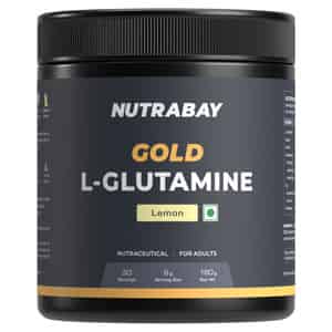 Nutrabay Gold L-glutamine Supplement Powder - 180g | Lemon Flavor | Post Workout Amino Acid