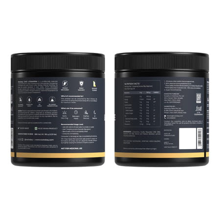 Nutrabay Gold L-Glutamine Supplement Powder - 180g | Lemon Flavor | Post Workout Amino Acid