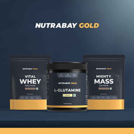 Nutrabay Gold L-Glutamine Supplement Powder - 180g | Lemon Flavor | Post Workout Amino Acid